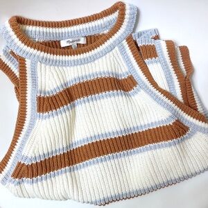 madewell | valley sweater tank stripe ribbed halter neck white brown xl
